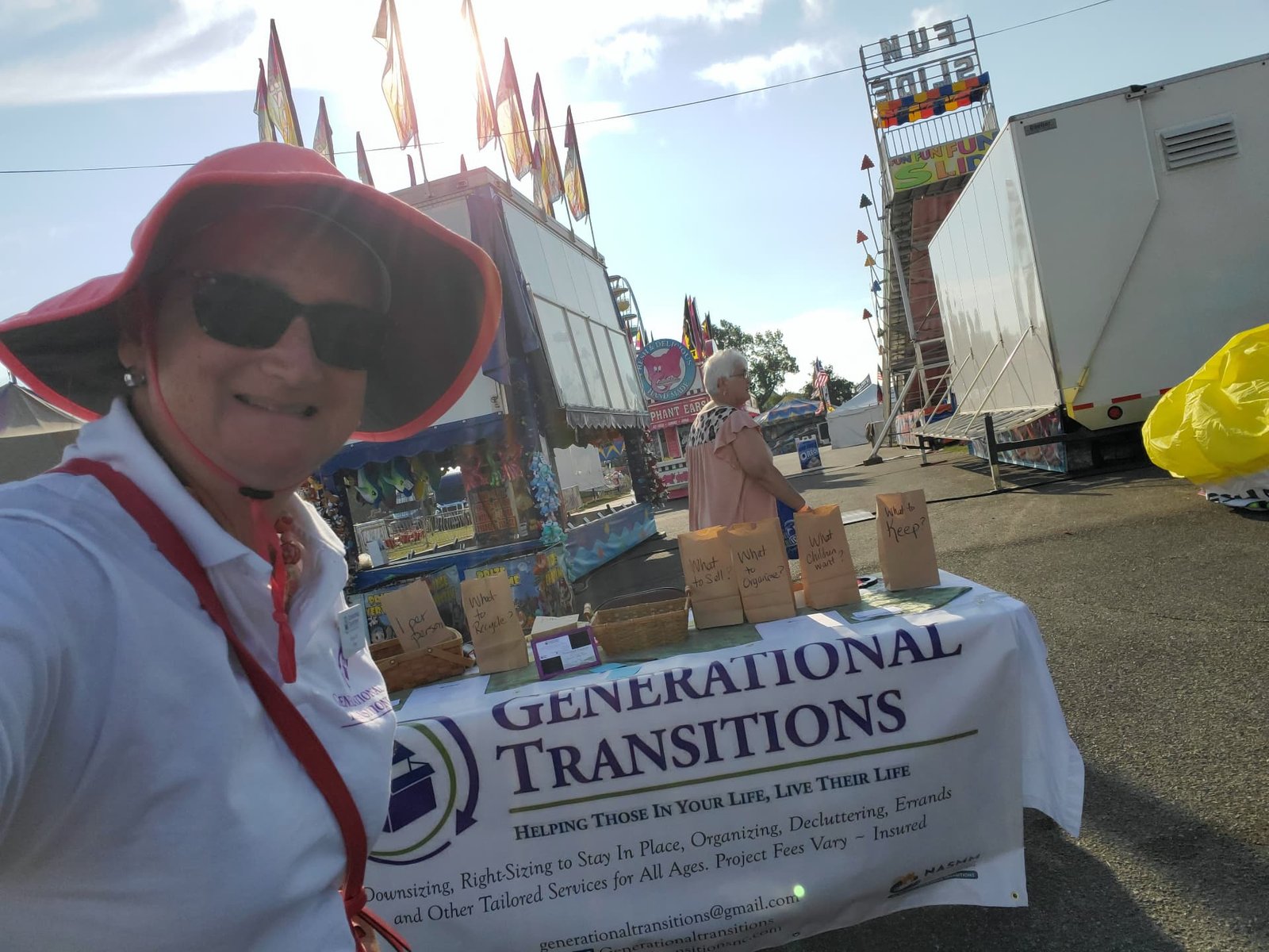 Melissa Darr at the Generational Transitions booth at a community event
